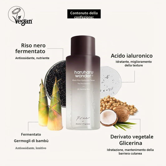 HARUHARU Wonder Black Riso Toner ialuronico per pelli sensibili 5.1 fl.oz / 150ml | Senza alcool, senza profumo | Vegan, Crurelty Free, EWG-Green