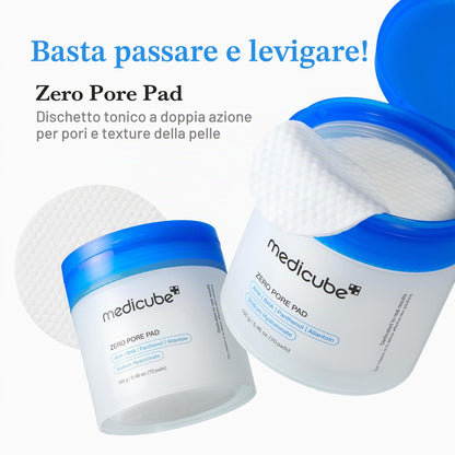 medicube Zero Pore Pads 2.0 Tamponi Tonici Per Il Viso A Doppia Texture Per L'Esfoliazione E La Cura Dei Pori Con Acido Lattico Al 4,5% E Acido Salicilico Bha Allo 0,45%, (70 Unità)