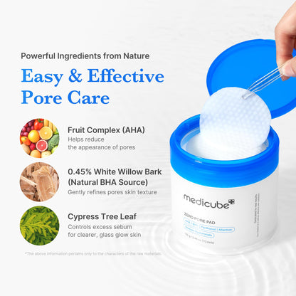 medicube Zero Pore Pads 2.0 Tamponi Tonici Per Il Viso A Doppia Texture Per L'Esfoliazione E La Cura Dei Pori Con Acido Lattico Al 4,5% E Acido Salicilico Bha Allo 0,45%, (70 Unità)